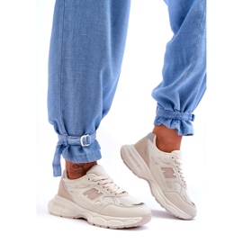 Zapatos deportivos femeninos con malla beige 4
