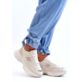 Zapatos deportivos femeninos con malla beige 3