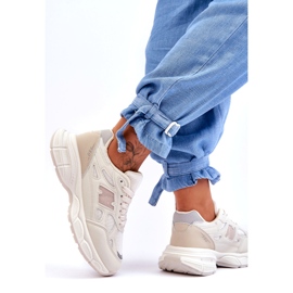 Zapatos deportivos femeninos con malla beige 2 Zapatos deportivos femeninos con malla beige 2