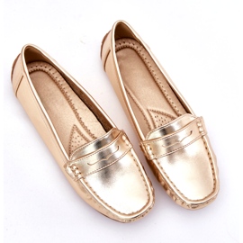 Mocasines dorados de cuero ecológico de mujeres 5