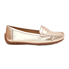 Mocasines dorados de cuero ecológico de mujeres 4