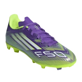 Adidas F50 League FG/MG JR JH7747 Zapatos de fútbol púrpura 2