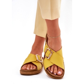 Chanclas de cuero para mujeres con inblu ed0003iu amarillo 1