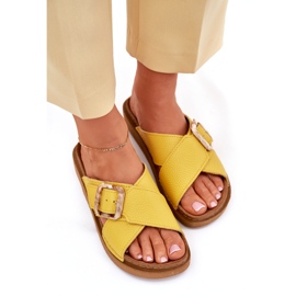 Chanclas de cuero para mujeres con inblu ed0003iu amarillo 3