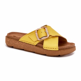 Chanclas de cuero para mujeres con inblu ed0003iu amarillo 2
