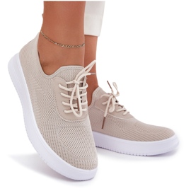 Seastar Material zapatos deportivos atacados en la plataforma beige para mujeres 4