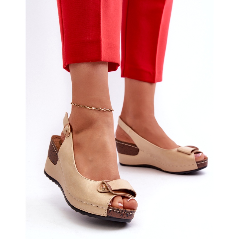 Sandalias de luz de mujer en los zapatos de confort Beige Wedge 2
