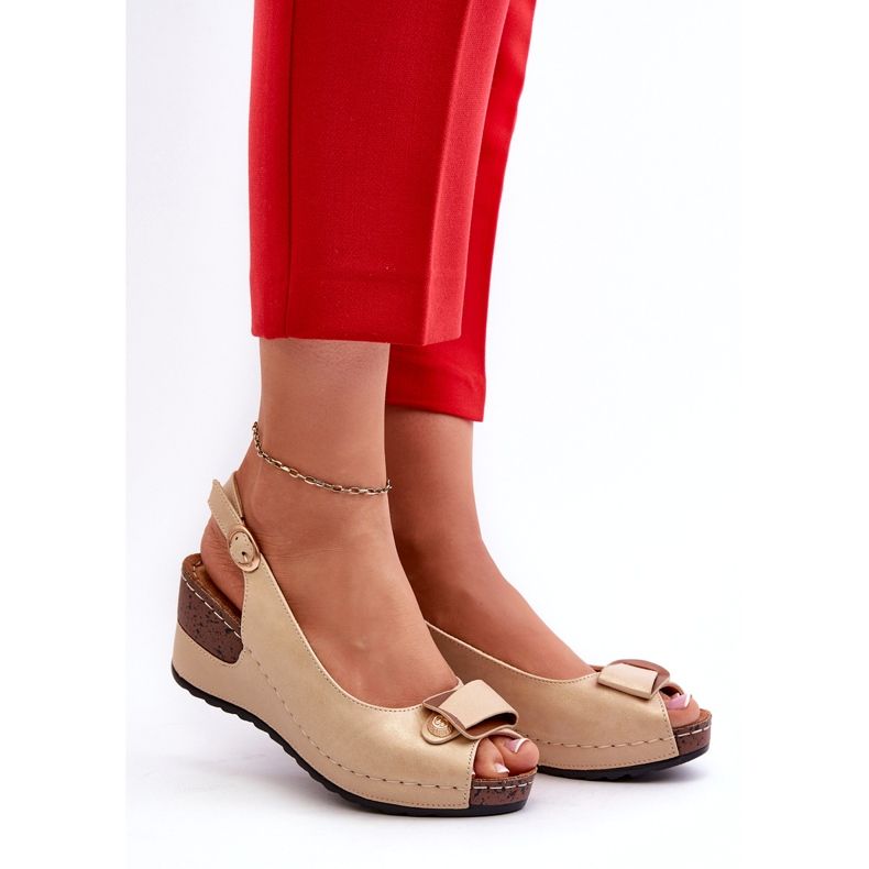 Sandalias de luz de mujer en los zapatos de confort Beige Wedge 1