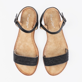 Shelvt Sandalias negras en una suela plana negro 2