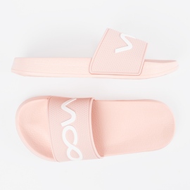 Shelvt Pink Flip -flops con la inscripción rosado 4