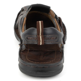KOMODO Sandalias hombre piel con velcro 523K, negro 5