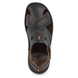 KOMODO Sandalias hombre piel con velcro 523K, negro 4