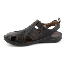 KOMODO Sandalias hombre piel con velcro 523K, negro 1