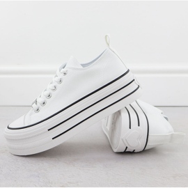 Zapatillas bajas en la plataforma White News 9156 blanco 3