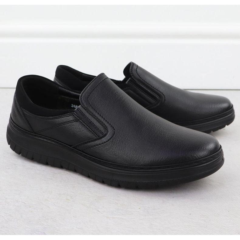 Zapatos para hombres elegantes deslizantes negros unisoft 7155 1