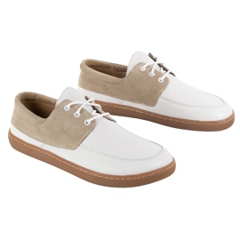 WASAK Mocasines para mujeres Lace descalzo -Up Wlak 0797W Calzado de cuero polaco blanco 2