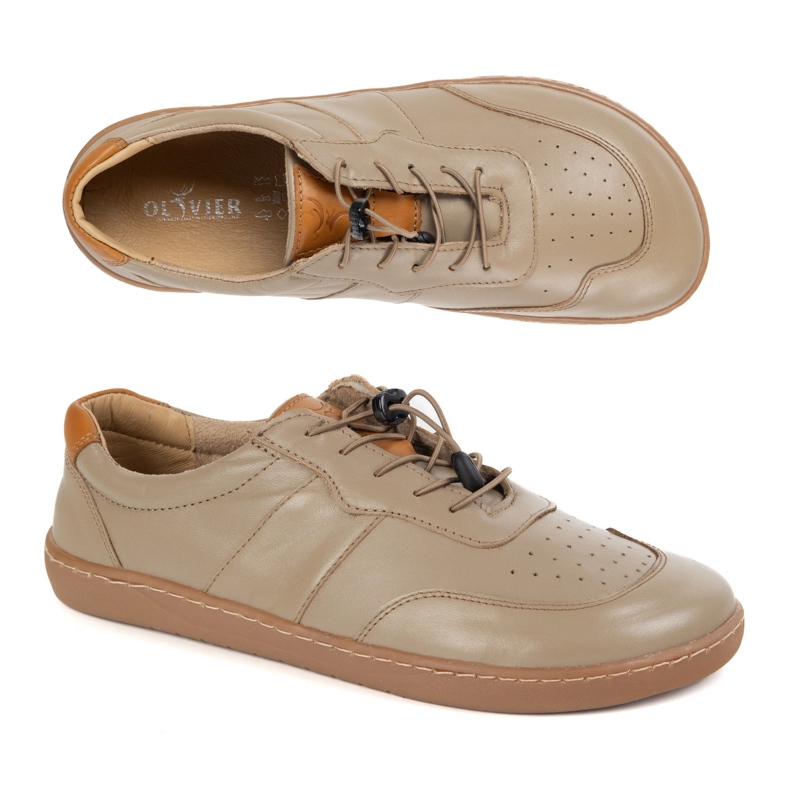 Olivier Zapatos descalzos de mujer de cuero minimalista Aria Cappuccino beige 1