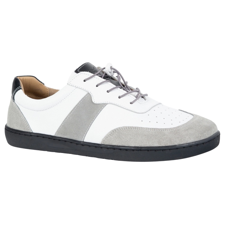 Olivier Zapatos de mujer descalzos de cuero minimalista de cuero blanco Aria con gris 1
