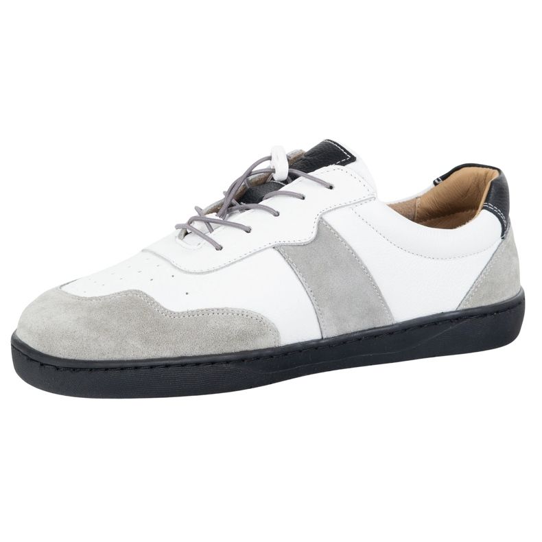 Olivier Zapatos de mujer descalzos de cuero minimalista de cuero blanco Aria con gris 2