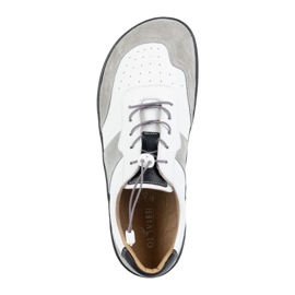 Olivier Zapatos de mujer descalzos de cuero minimalista de cuero blanco Aria con gris 4