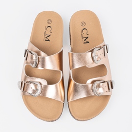 Shelvt Chanclas doradas con hebillas dorado 2