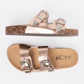 Shelvt Chanclas doradas con hebillas dorado 3