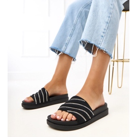 Chanclas negras con circonitos cardon negro 2