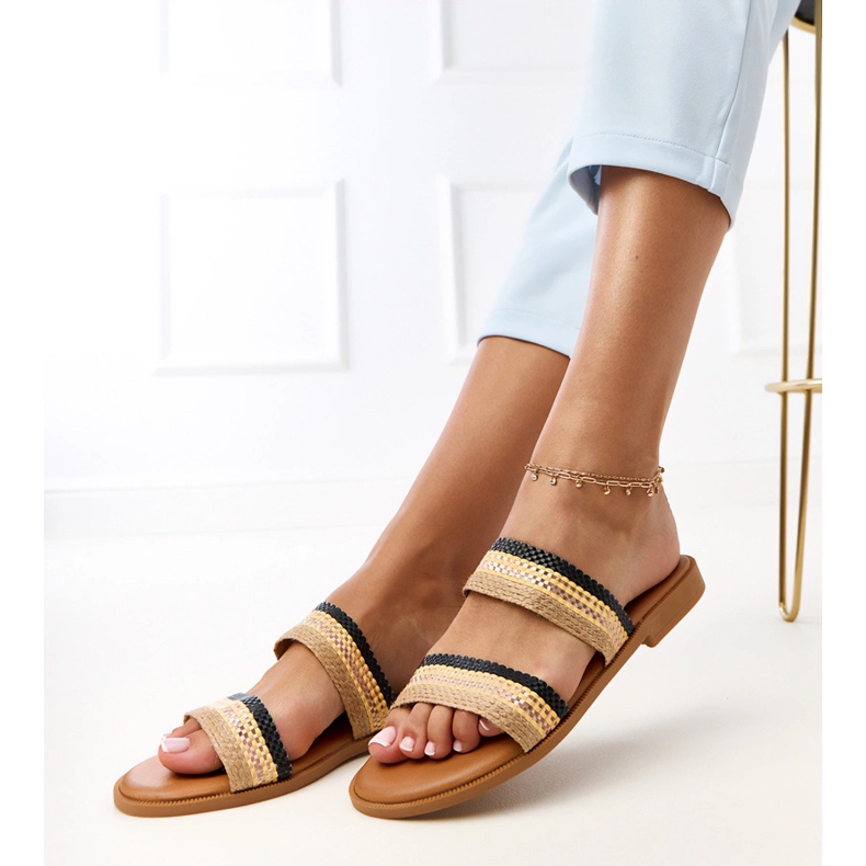 Zapatillas negras para mujeres con ríos trenzados ríos negro 2