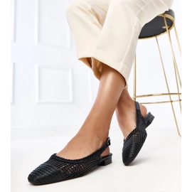 Ballerinas negras de Openwork con un talón de víspera expuesta negro 3