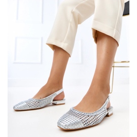 Ballerinas de Silver Openwork con un talón de víspera expuesta plata 1