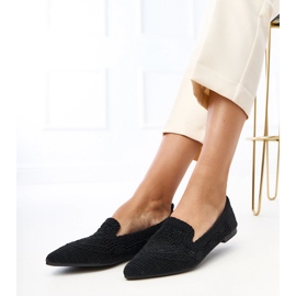 Black Openwork Women's Ballerinas Gerania negro 1