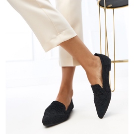 Black Openwork Women's Ballerinas Gerania negro 4