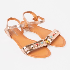 Shelvt Sandalias de oro rosa de mujeres rosado 3