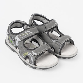 Shelvt Sandalias de velcro gris de niños 4