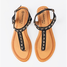 Shelvt Sandalias con una cadena decorativa negro 5