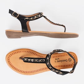 Shelvt Sandalias con una cadena decorativa negro 1