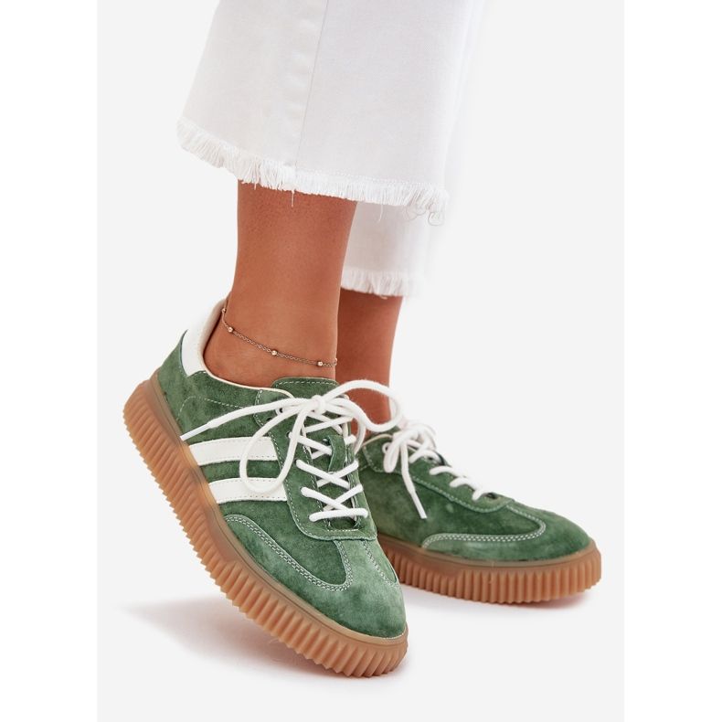 Boto Zapatillas de ante mujeres en la plataforma Verde Venera 1