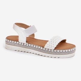 Boto Sandalias para mujeres con trenza en la plataforma decorada Velara White Velara blanco 4