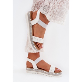 Boto Sandalias para mujeres con trenza en la plataforma decorada Velara White Velara blanco 5