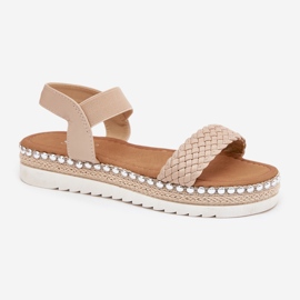 Boto Sandalias para mujeres con trenza en la plataforma decorada beige velara 4