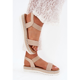 Boto Sandalias para mujeres con trenza en la plataforma decorada beige velara 5