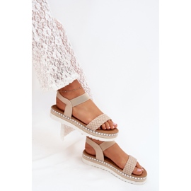 Boto Sandalias para mujeres con trenza en la plataforma decorada beige velara 6