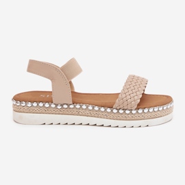 Boto Sandalias para mujeres con trenza en la plataforma decorada beige velara 8