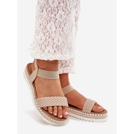 Boto Sandalias para mujeres con trenza en la plataforma decorada beige velara 1
