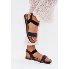 Boto Sandalias para mujeres con trenza en la plataforma decorada Black Velara negro 3