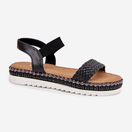 Boto Sandalias para mujeres con trenza en la plataforma decorada Black Velara negro 4