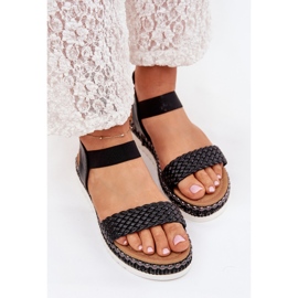 Boto Sandalias para mujeres con trenza en la plataforma decorada Black Velara negro 5