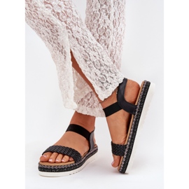 Boto Sandalias para mujeres con trenza en la plataforma decorada Black Velara negro 6