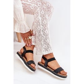 Boto Sandalias para mujeres con trenza en la plataforma decorada Black Velara negro 9
