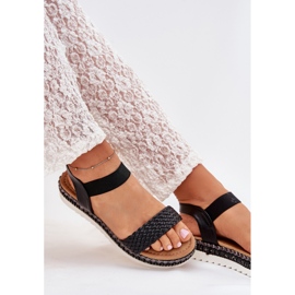 Boto Sandalias para mujeres con trenza en la plataforma decorada Black Velara negro 10